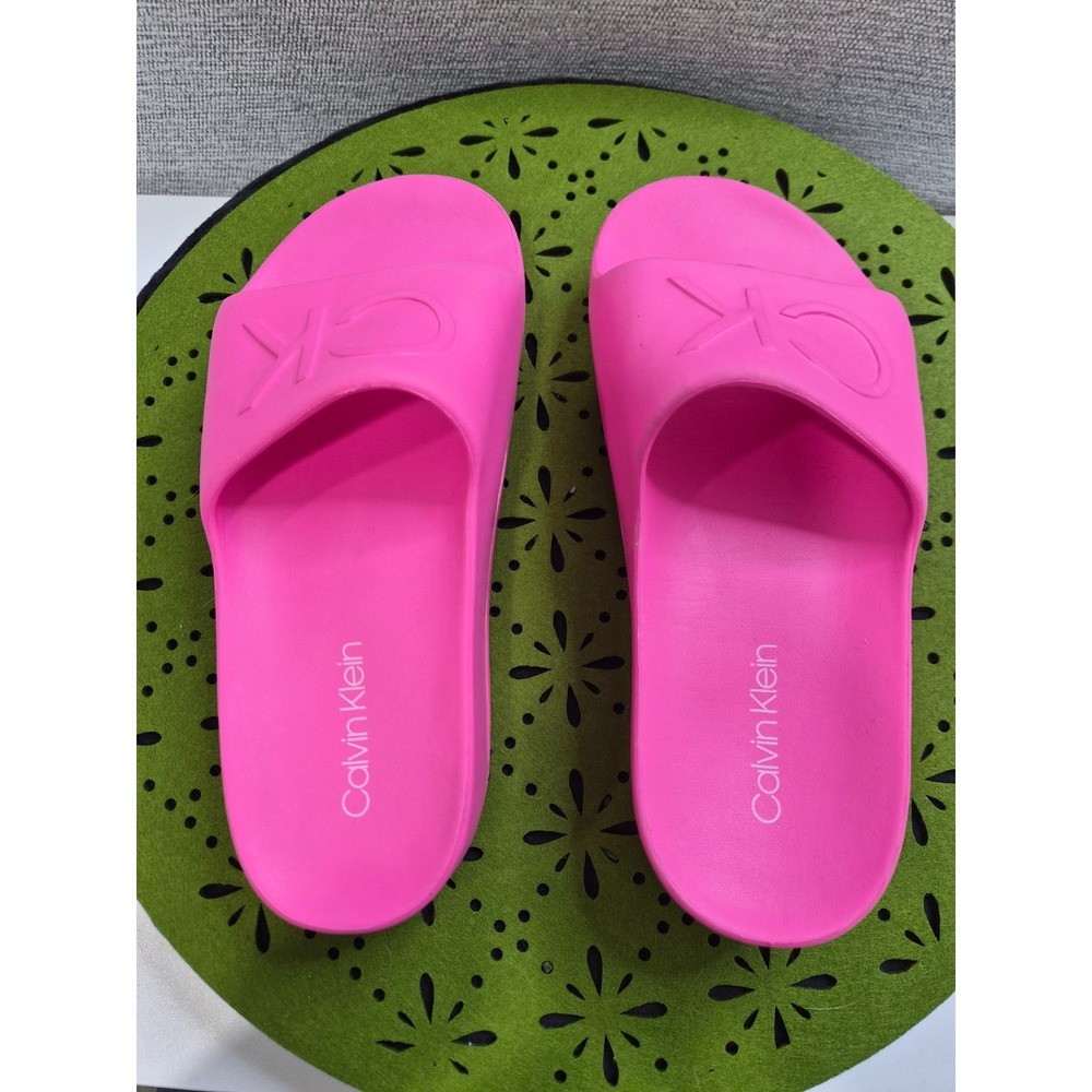 Calvin Klein Holly Womens US 5 M Platform Slide Sandals Pink Open Toe Slip On - Picture 5 of 8